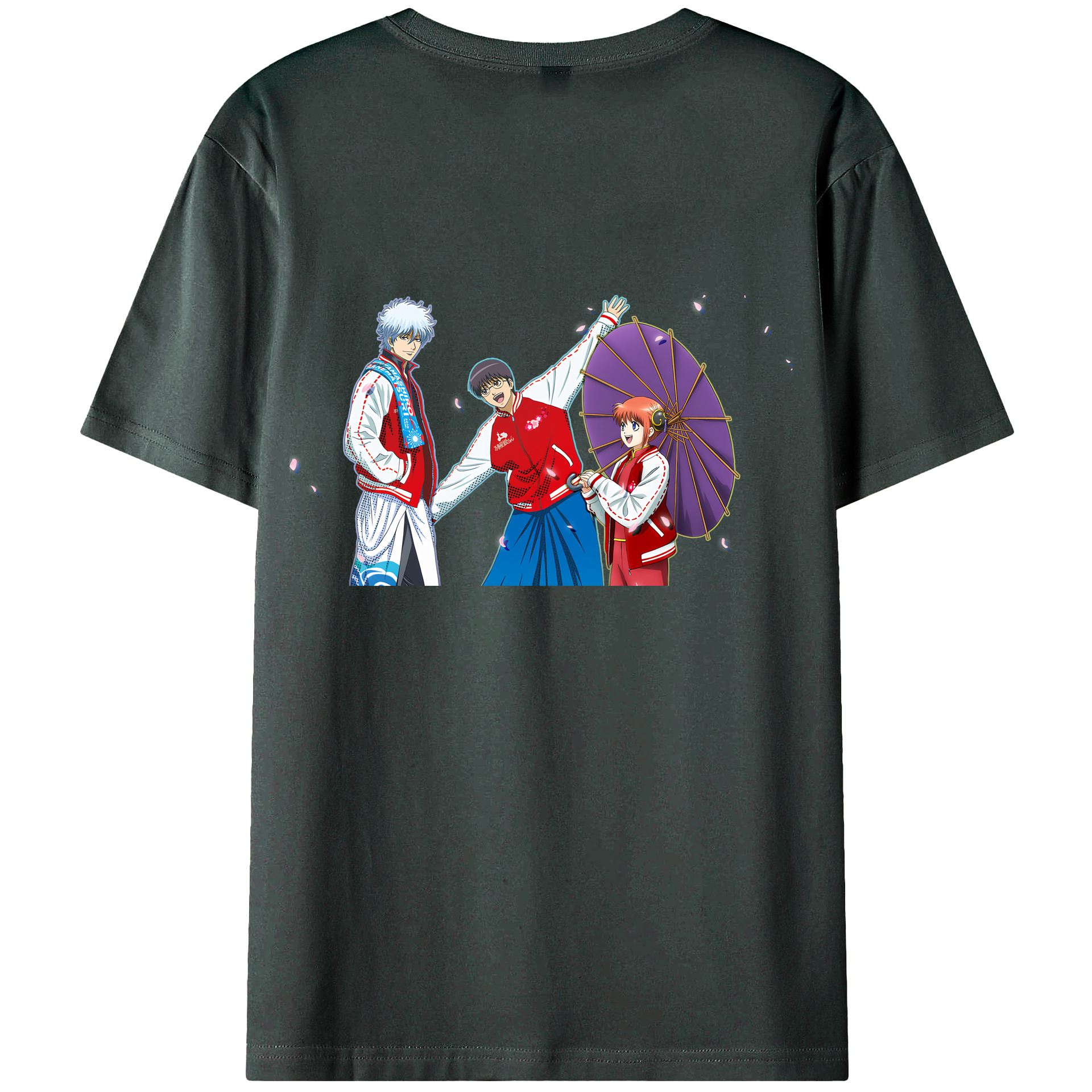 （画像用） ぎんたま 坂田銀時（さかたぎんとき） 神楽 志村新八（しむら しんぱち） GINTAMA Sakata Gintoki Kagura Shimura Shinpachi 綿100％ メンズ半袖Tシャツ（バックプリント） 通気性